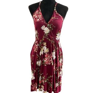 🆕 Burgundy Floral Summer Dress — Cathy Brand S